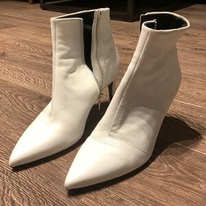 White leather boots